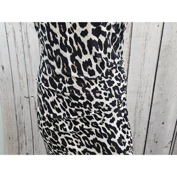 ALK Women's 14 Catherine Malandrino Cheetah Asymmetrical Ruched Sheath Dress EUC - Picture 4 of 10
